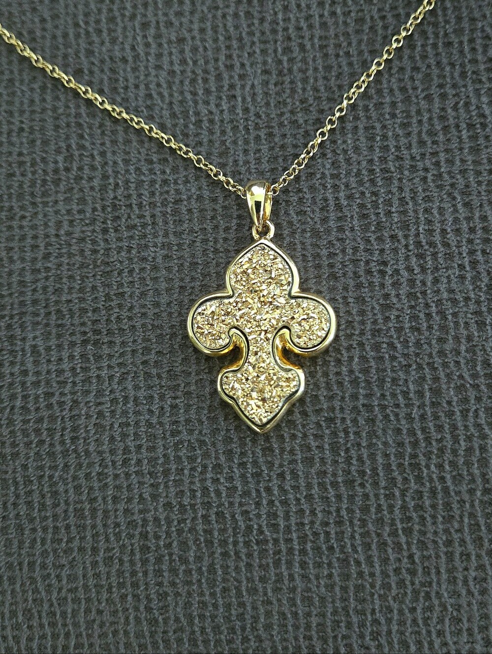 Marcia Moran Long Necklace with Druzy Fleur De Lis⚜️ Pendant - Picture 16 of 16